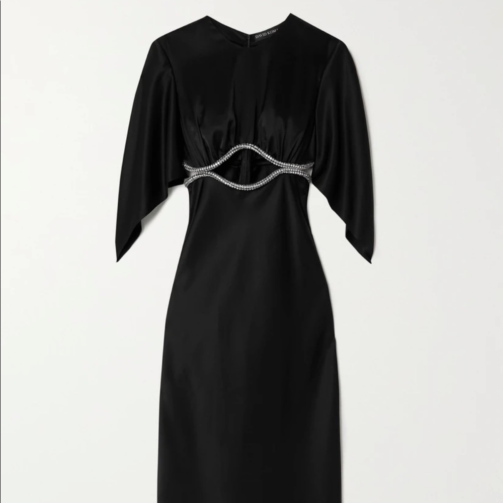 NWOT David Koma Black Embellished Midi Dress